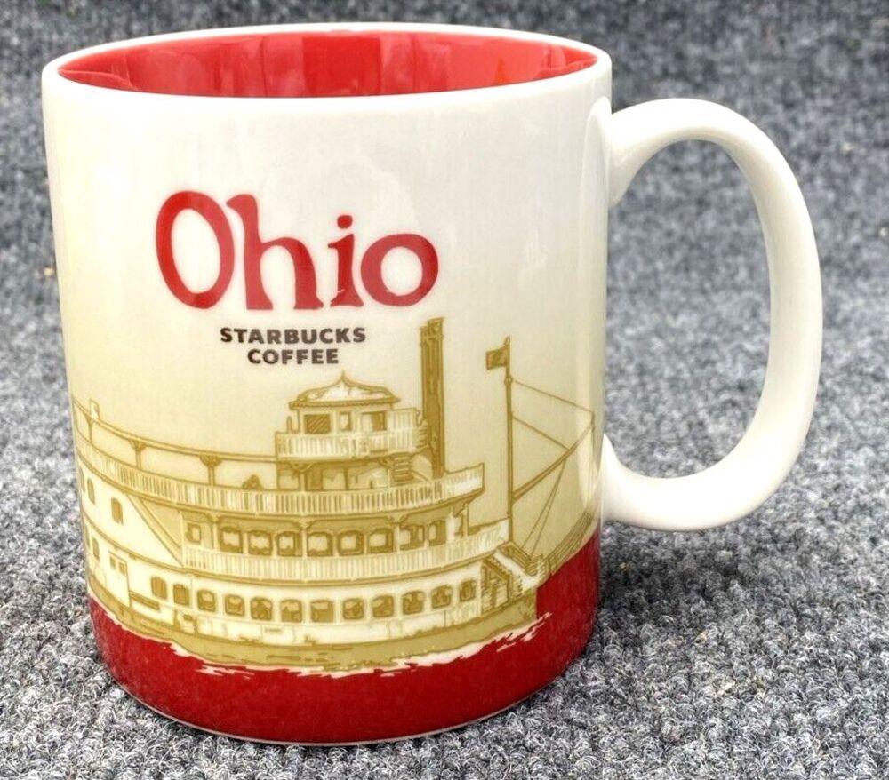 Starbucks Ohio Coffee Mug Architecture City Series Riverboat Red White 18oz Mint